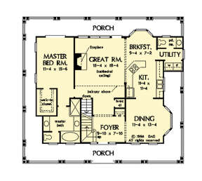 Main Floor w/ Basement Stair Location for House Plan #2865-00256