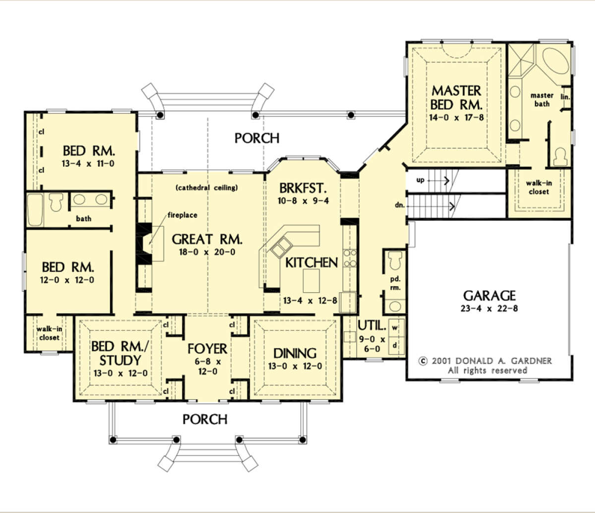 Main Floor w/ Basement Stair Location for House Plan #2865-00257