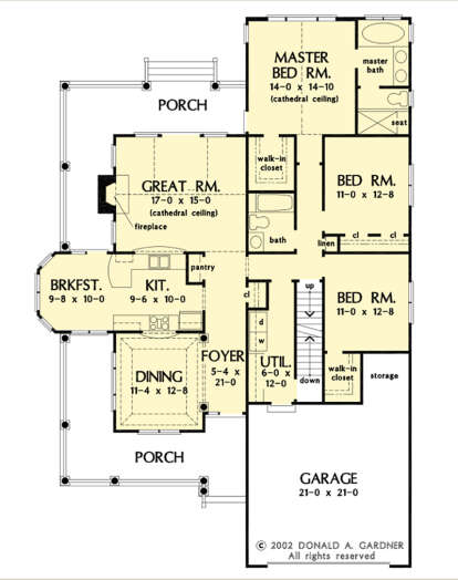 Main Floor w/ Basement Stair Location for House Plan #2865-00260