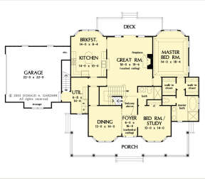 Main Floor w/ Basement Stair Location for House Plan #2865-00262