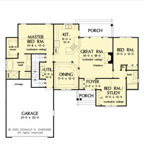 Main Floor w/ Basement Stair Location for House Plan #2865-00263
