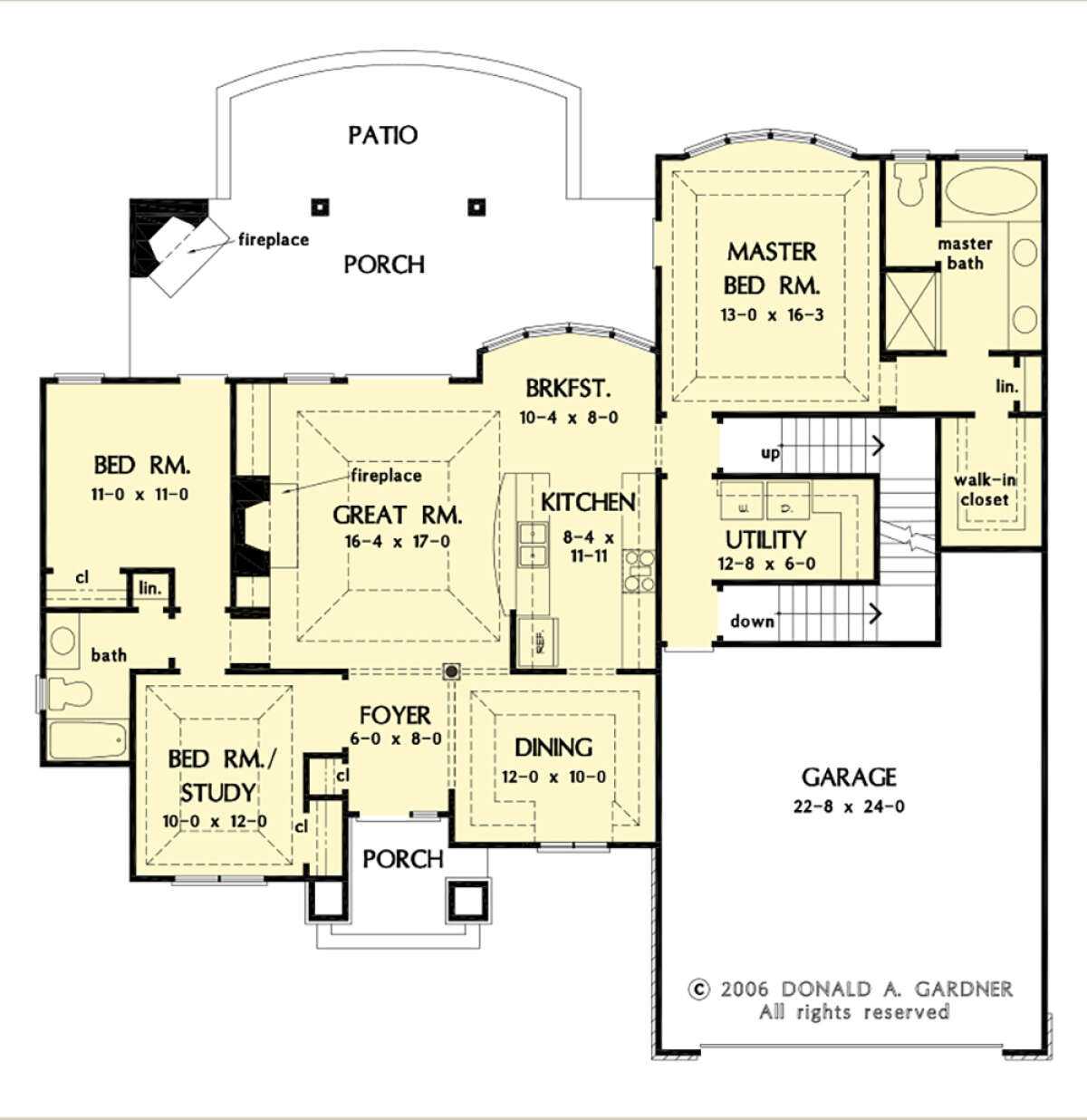 Main Floor w/ Basement Stair Location for House Plan #2865-00267