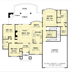 Main Floor w/ Basement Stair Location for House Plan #2865-00267