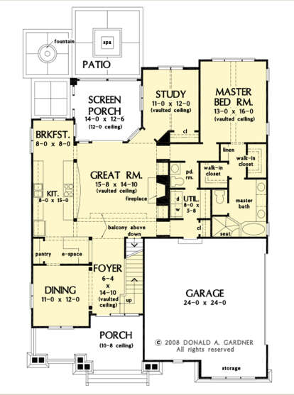 Main Floor w/ Basement Stair Location for House Plan #2865-00269