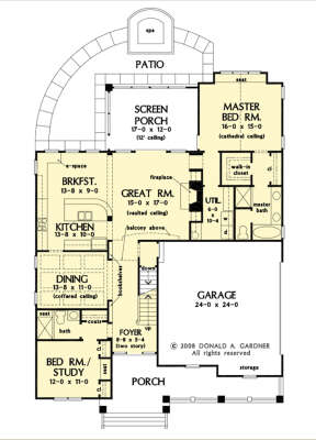 Main Floor w/ Basement Stair Location for House Plan #2865-00270