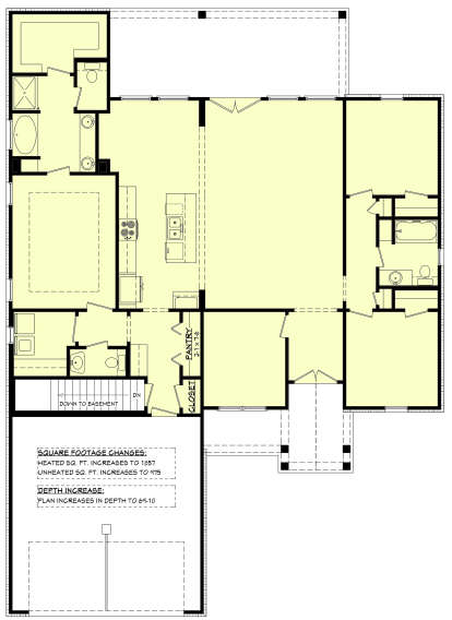 Main Floor w/ Basement Stair Location for House Plan #041-00287