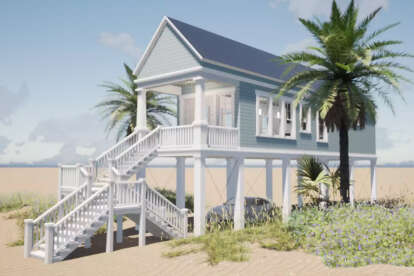 Coastal House Plan #028-00169 Elevation Photo