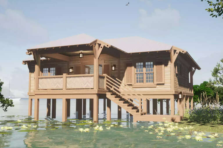 Coastal House Plan #028-00174 Elevation Photo