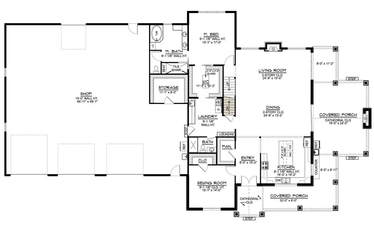 Main Floor w/ Basement Stair Location for House Plan #5032-00158