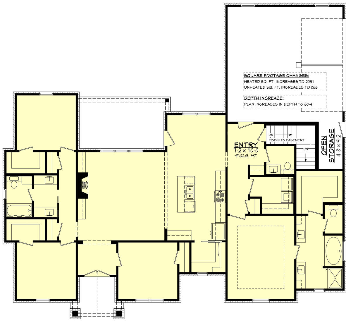 Main Floor w/ Basement Stair Location for House Plan #041-00289