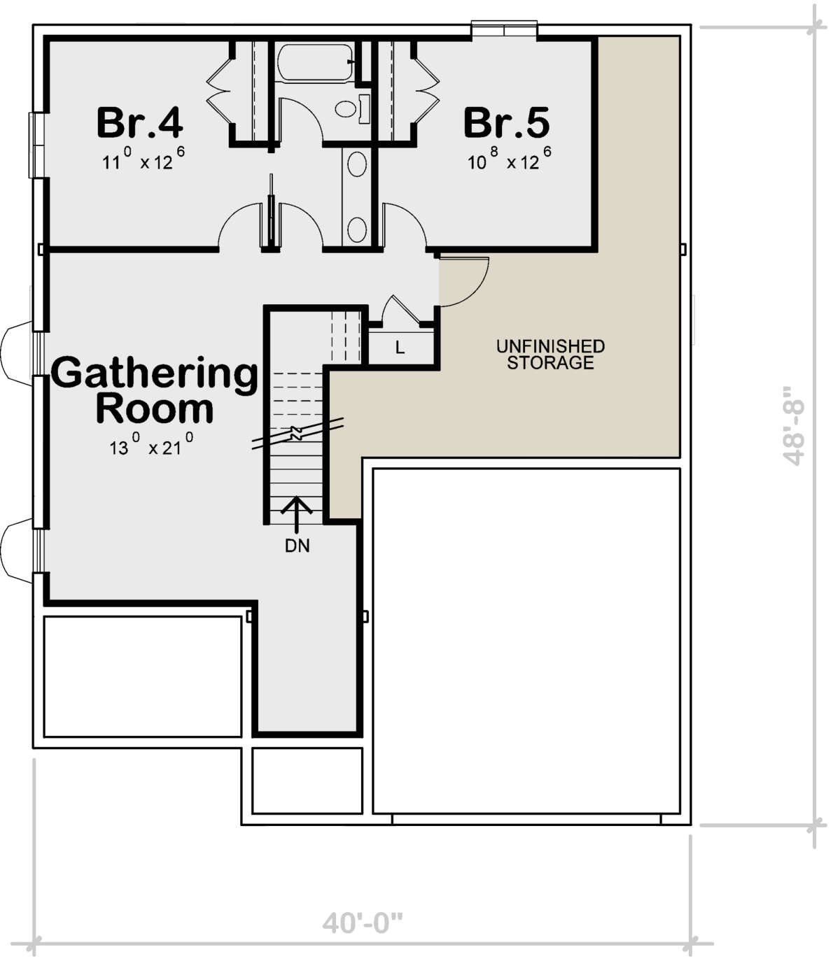 Traditional Plan: 2,196 Square Feet, 5 Bedrooms, 3 Bathrooms - 402-01748