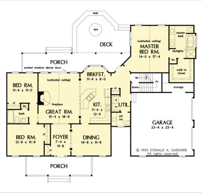 Main Floor w/ Basement Stair Location for House Plan #2865-00277
