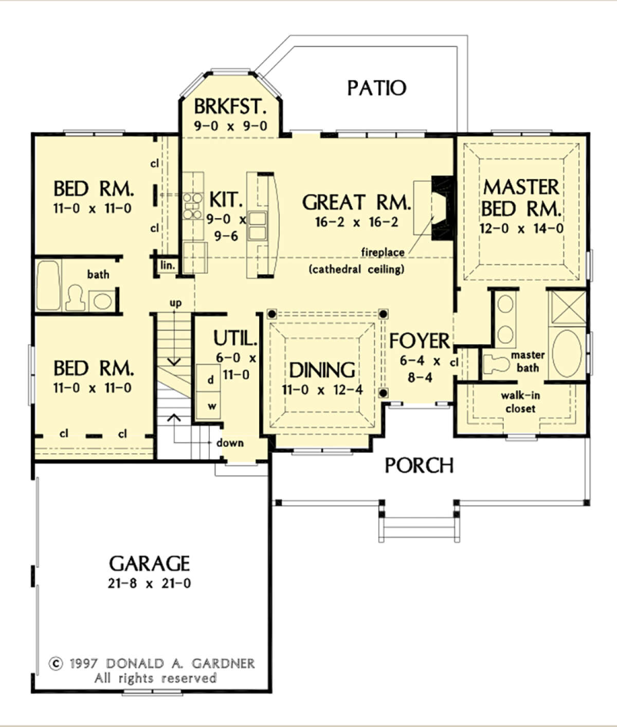 Main Floor w/ Basement Stair Location for House Plan #2865-00281