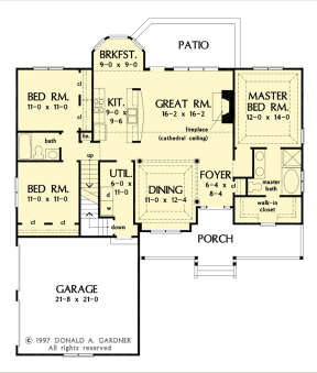 Main Floor w/ Basement Stair Location for House Plan #2865-00281