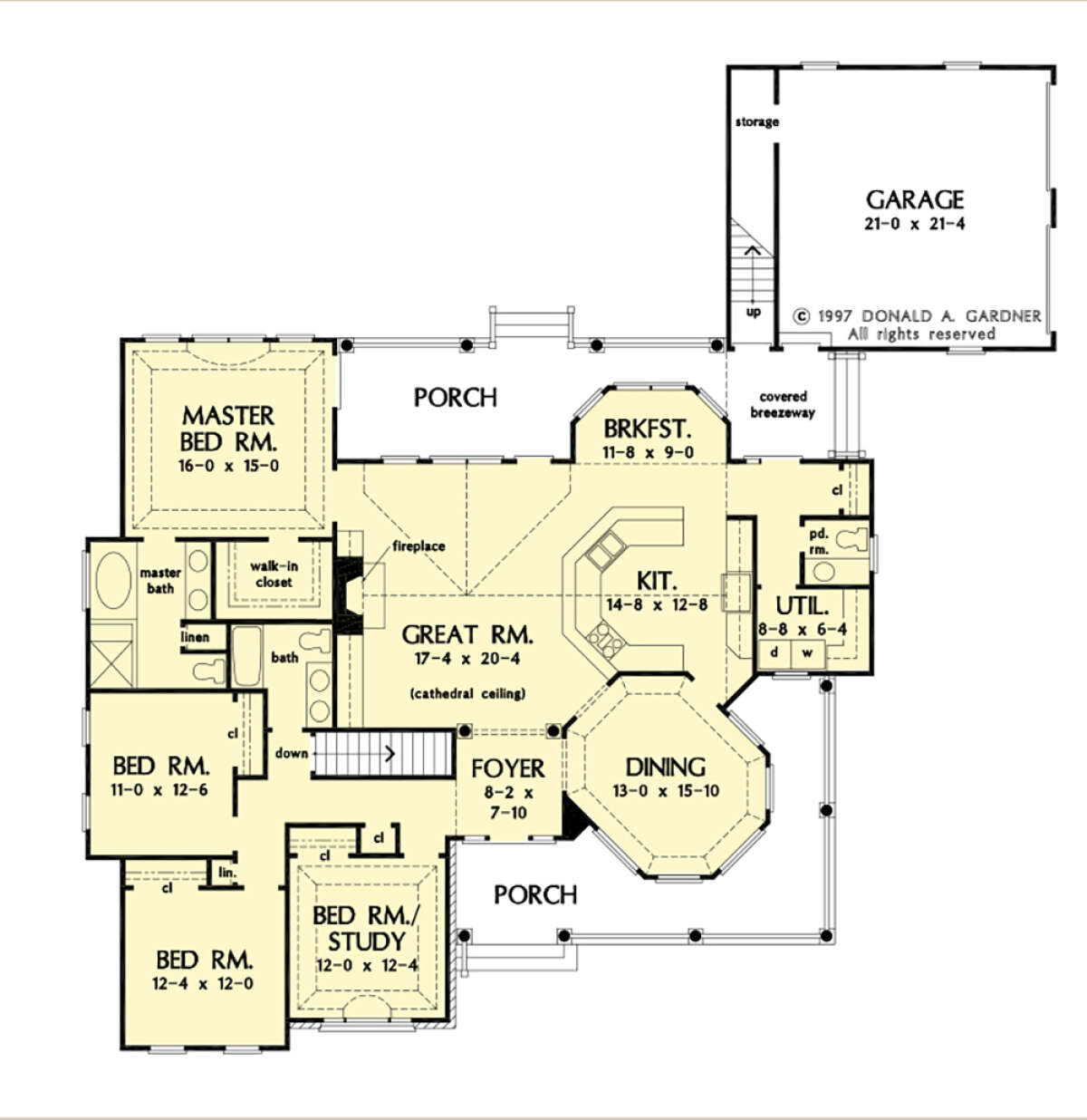 Main Floor w/ Basement Stair Location for House Plan #2865-00282