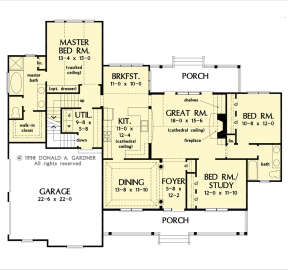 Main Floor w/ Basement Stair Location for House Plan #2865-00283