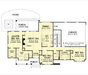 Main Floor w/ Basement Stair Location for House Plan #2865-00291