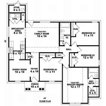 Floorplan 1 for House Plan #053-00410
