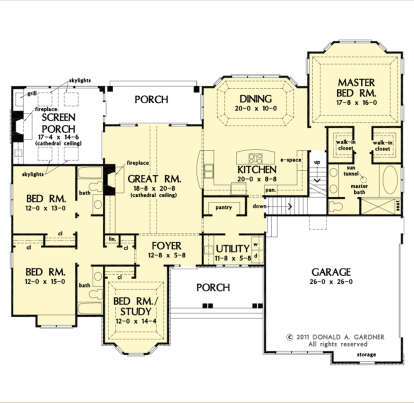 Main Floor w/ Basement Stair Location for House Plan #2865-00294