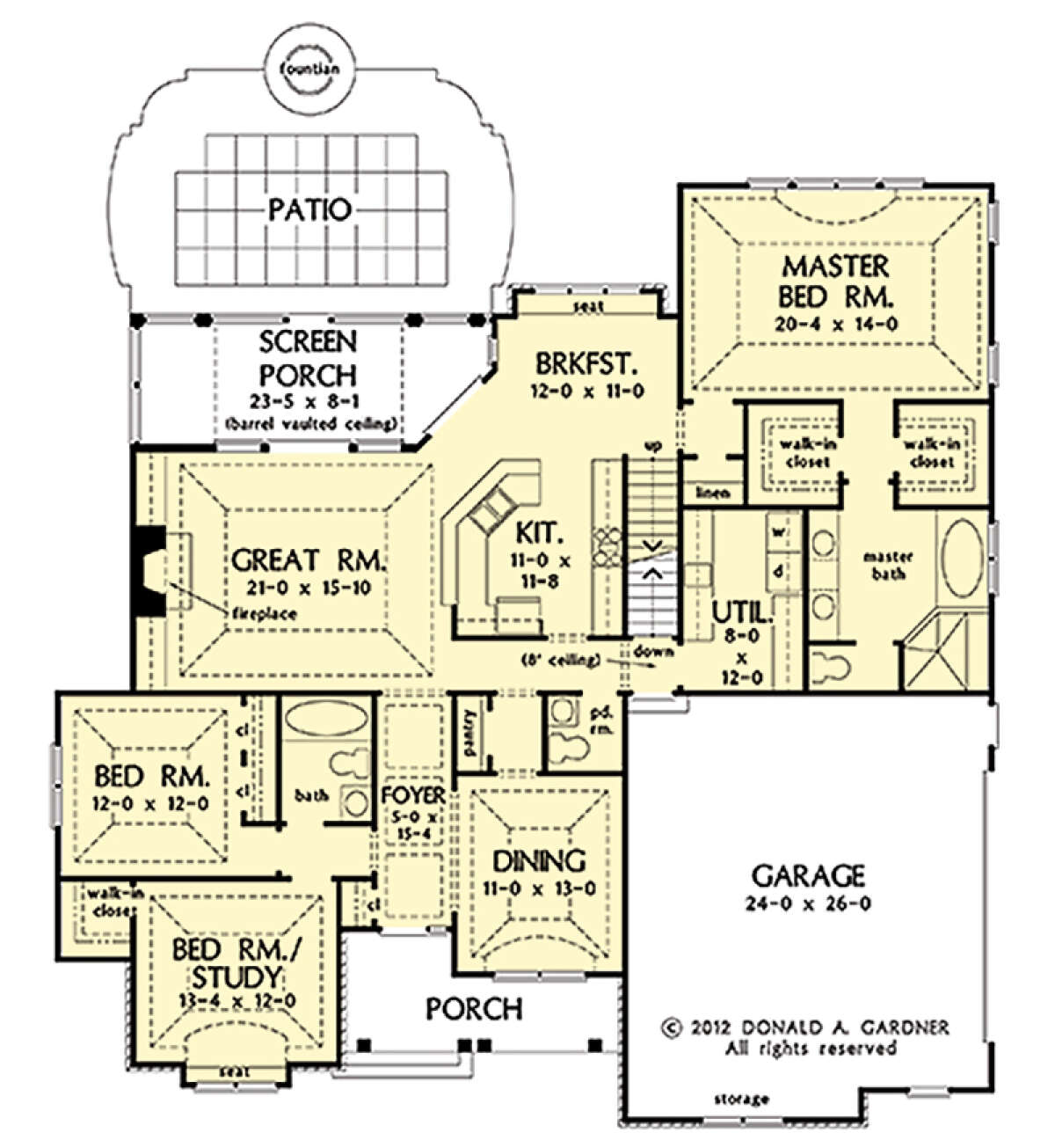 Main Floor w/ Basement Stair Location for House Plan #2865-00295