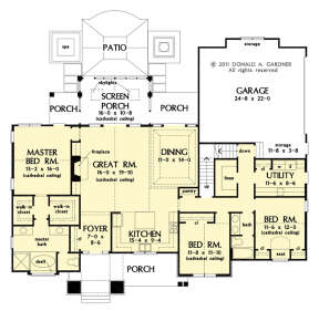 Main Floor w/ Basement Stair Location for House Plan #2865-00296