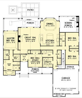 Main Floor w/ Basement Stair Location for House Plan #2865-00299