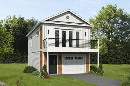 1 Bed, 2 Bath, 797 Square Foot House Plan - #940-00568