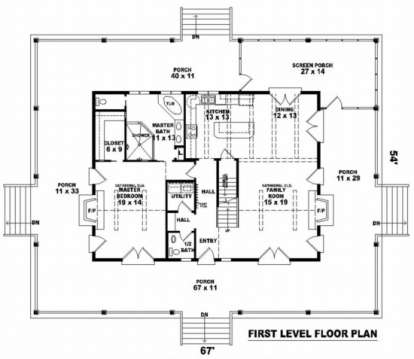 Floorplan 1 for House Plan #053-00414