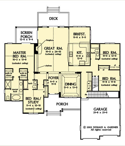 Main Floor w/ Basement Stair Location for House Plan #2865-00309