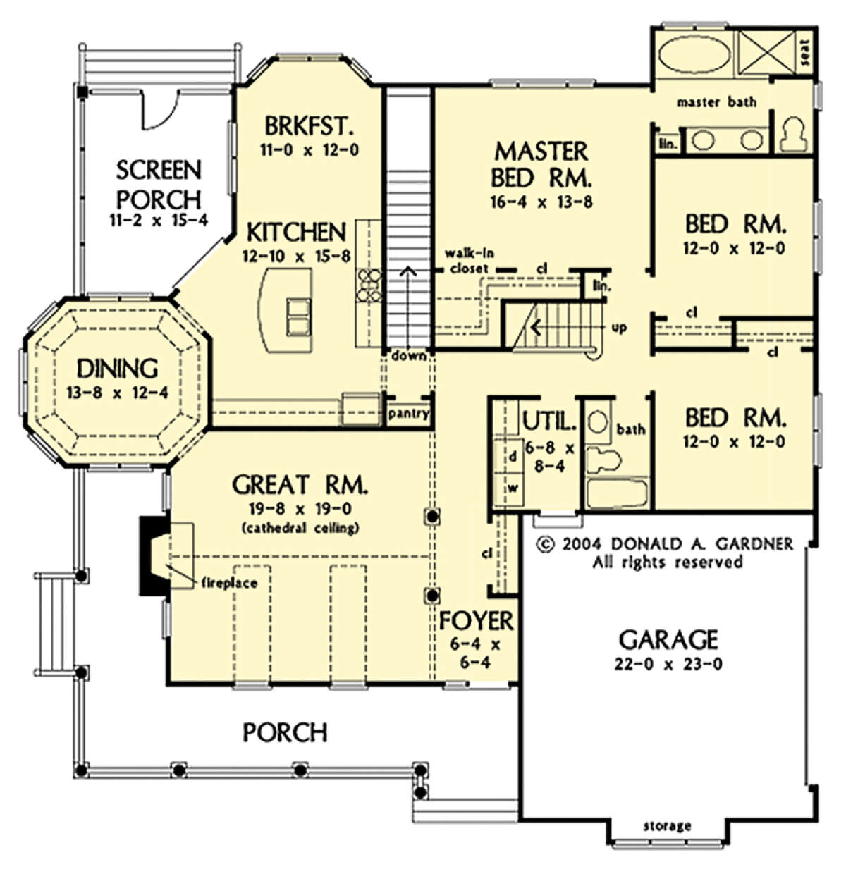 Main Floor w/ Basement Stair Location for House Plan #2865-00314