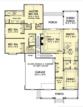 Main Floor w/ Basement Stair Location for House Plan #2865-00315