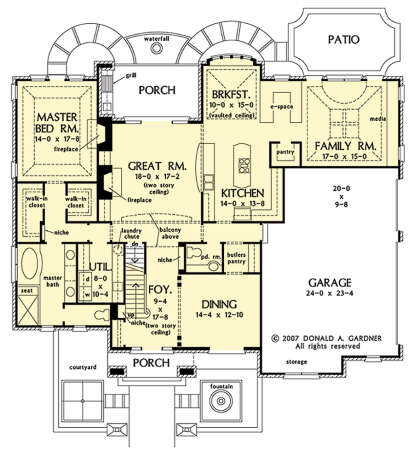 Main Floor w/ Basement Stair Location for House Plan #2865-00319