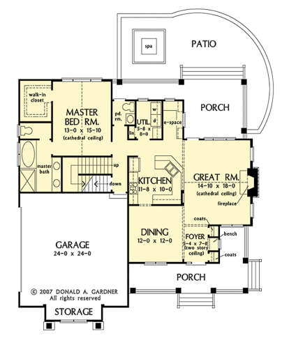 Main Floor w/ Basement Stair Location for House Plan #2865-00320