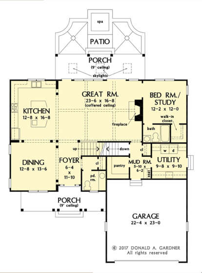 Main Floor w/ Basement Stair Location for House Plan #2865-00324