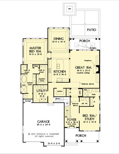 Main Floor w/ Basement Stairs Location for House Plan #2865-00325