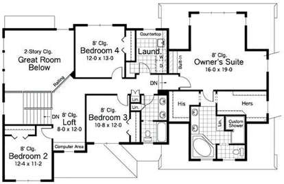 Second Floor for House Plan #098-00020