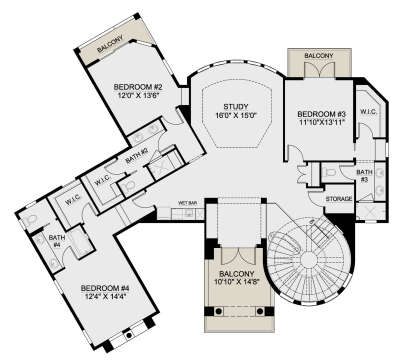 Second Floor for House Plan #207-00100