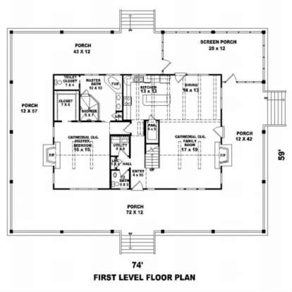 Floorplan 1 for House Plan #053-00416