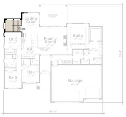 Main Floor w/ Basement Stair Location for House Plan #402-01755