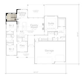 Main Floor w/ Basement Stair Location for House Plan #402-01756
