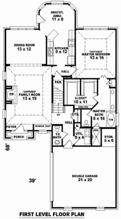 Floorplan 1 for House Plan #053-00417