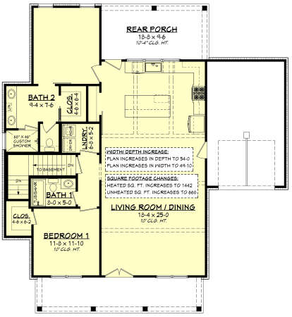 Main Floor w/ Basement Stair Location for House Plan #041-00293