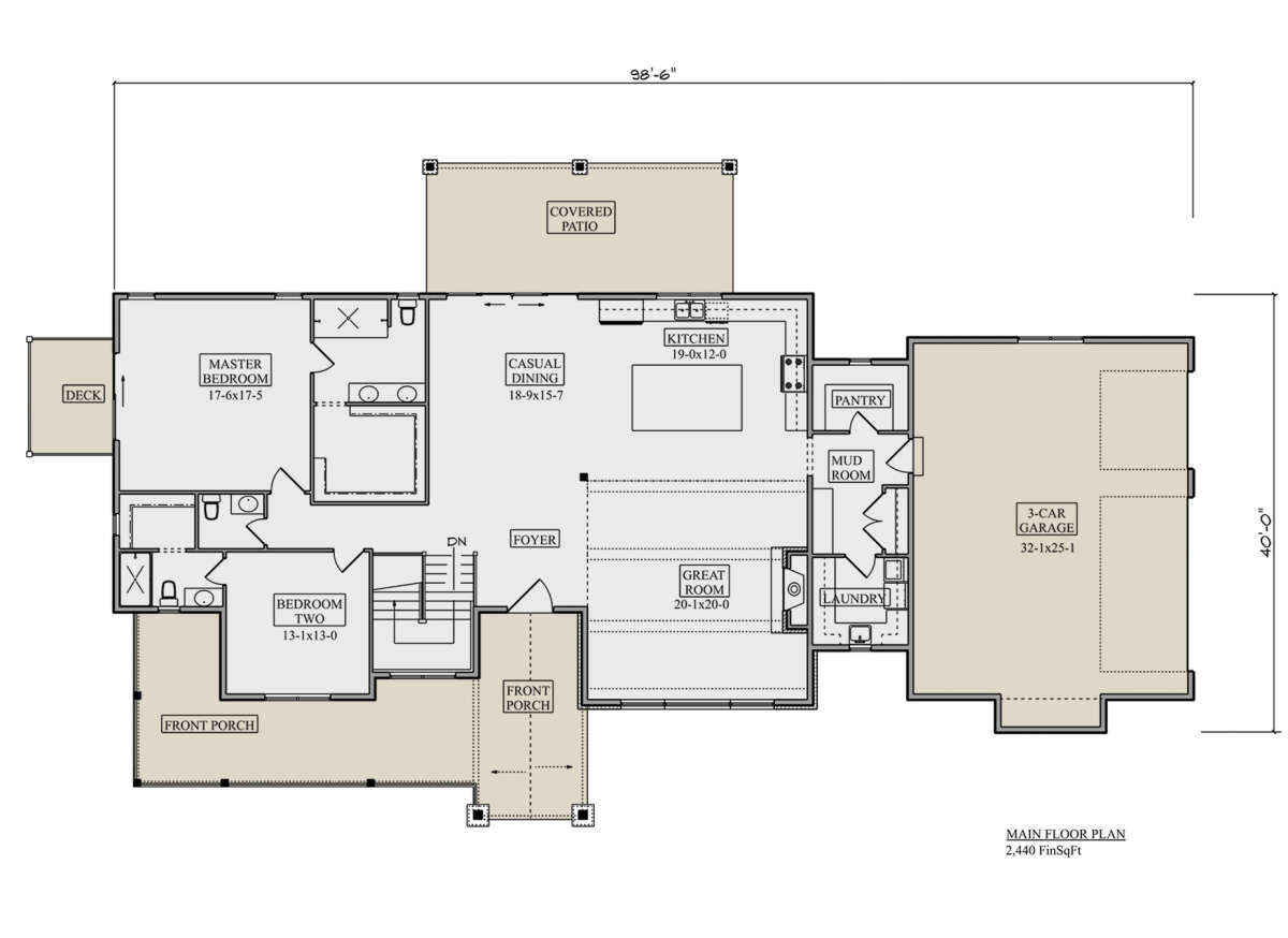 Craftsman Plan - 2,440 Square Feet, 2 Bedrooms, 2.5 Bathrooms | Floor ...