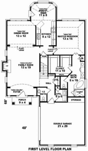 Floorplan 1 for House Plan #053-00418