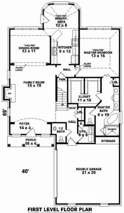 Floorplan 1 for House Plan #053-00419