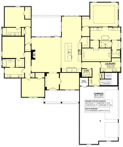 Main Floor w/ Basement Stair Location for House Plan #041-00294