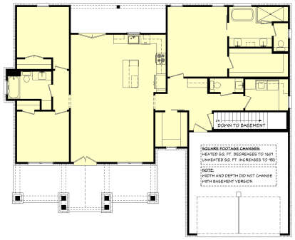Main Floor w/ Basement Stair Location for House Plan #041-00295