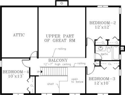 Upper Floor for House Plan #033-00064