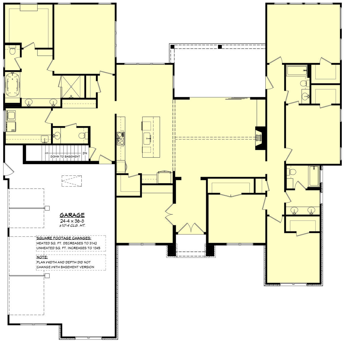 Main Floor w/ Basement Stair Location for House Plan #041-00298
