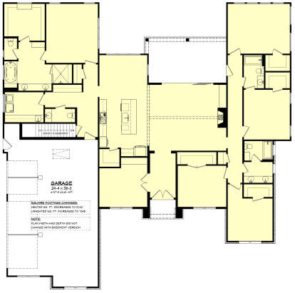 Main Floor w/ Basement Stair Location for House Plan #041-00298